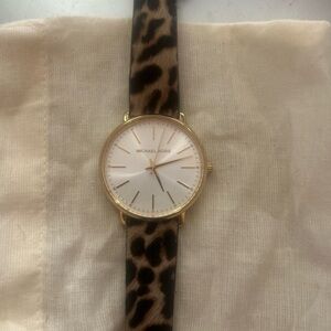 Michael Kors Gold Watch with Leopard Print Band